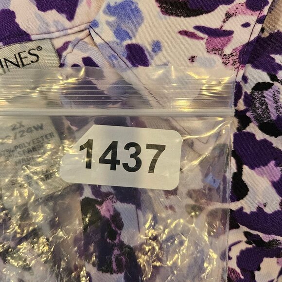 Catherines Blouse Womens 2X purple boxy polyester knit 3/4 sleeves career modest - Picture 10 of 10